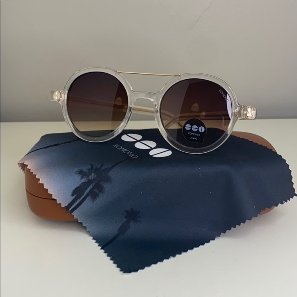 Komono Sunglasses NEW Vivien Clear round frame gold - Picture 15 of 16